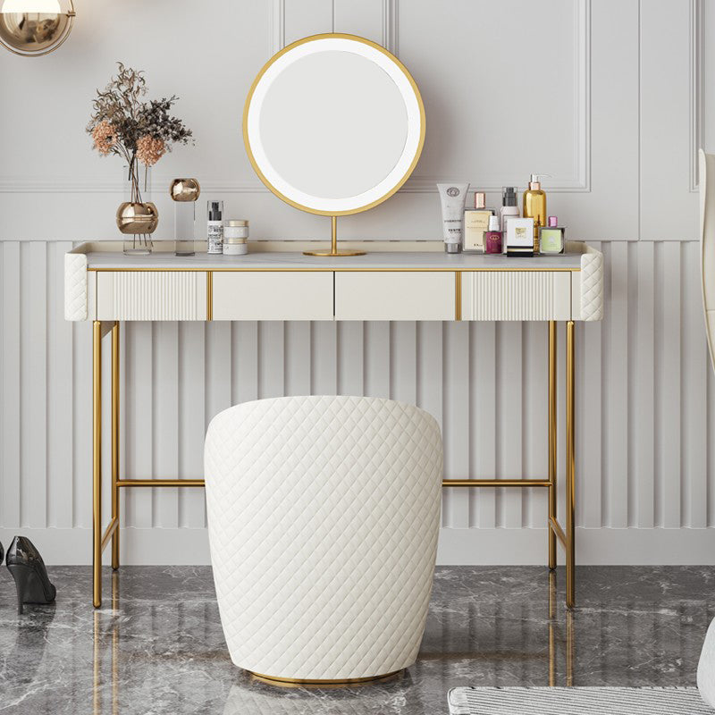 2 Schubladen Eitelkeitssatz mit Stuhl 30,7 "Hochmetall -Schminktisch