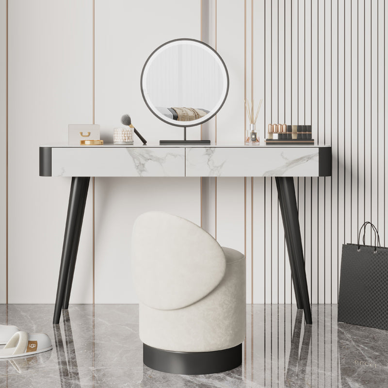 Weißer Waschtisch 29,52 "Hochmetall- und Stein -Top -Waschtisch mit Stuhl