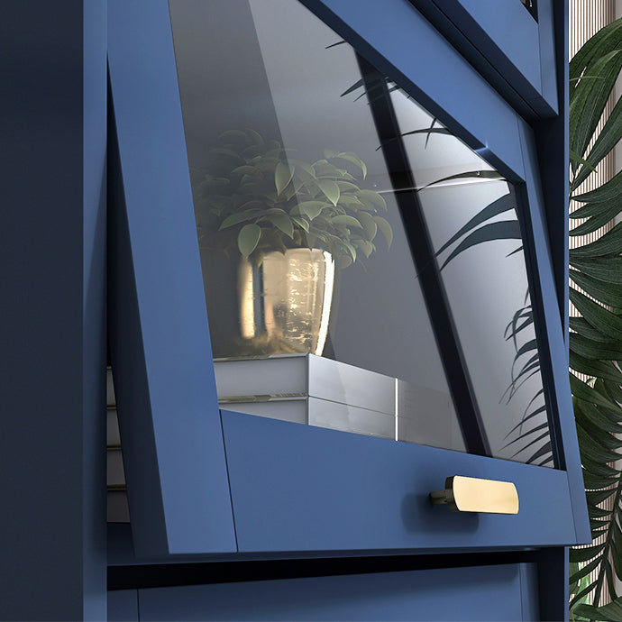 Glam Glam Glass Buffet Stand MDF Buffet Server Cabinet con archiviazione in blu