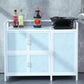 Modern Kitchen White Buffet Sideboard Cabinets Metal Glass Doors Buffet Stand Clearhalo 'buffet_sideboard' 'Buffets & Sideboards' 'furn' 'furn_buffet_sideboard' 'Furniture' 'Kitchen & Dining Furniture' 5681012