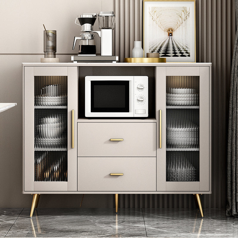 2-ladel gemanipuleerde houten bijbord glamour gestreepte glazen deuren cruerenza met stenen aanrecht