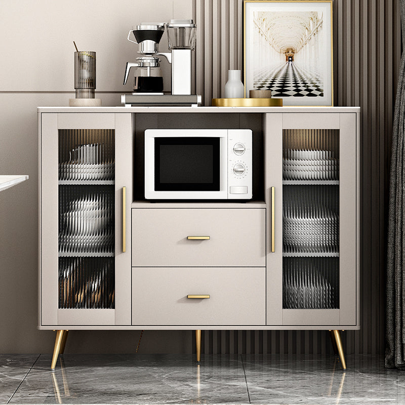 2-ladel gemanipuleerde houten bijbord glamour gestreepte glazen deuren cruerenza met stenen aanrecht