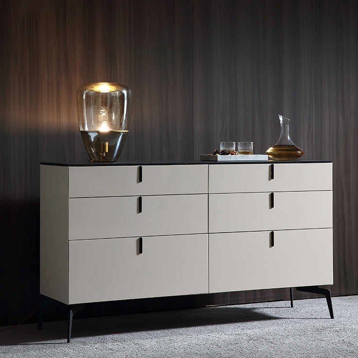 Sideboard in legno moderno ingegnerizzato a buffet a 6 cassetti con pietra per soggiorno
