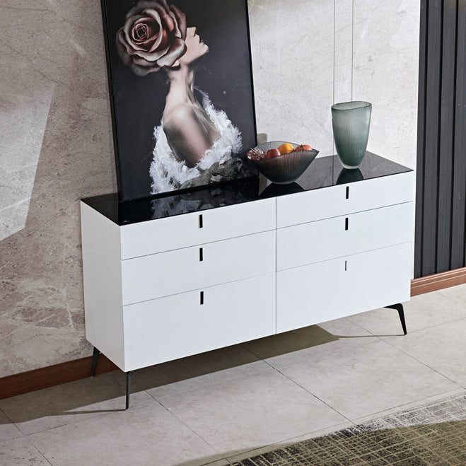 Sideboard in legno moderno ingegnerizzato a buffet a 6 cassetti con pietra per soggiorno