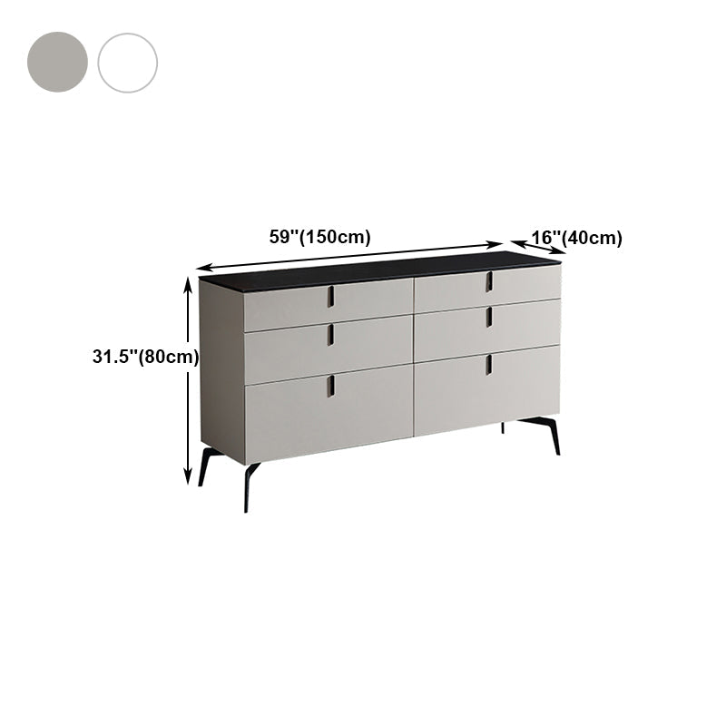 Sideboard in legno moderno ingegnerizzato a buffet a 6 cassetti con pietra per soggiorno