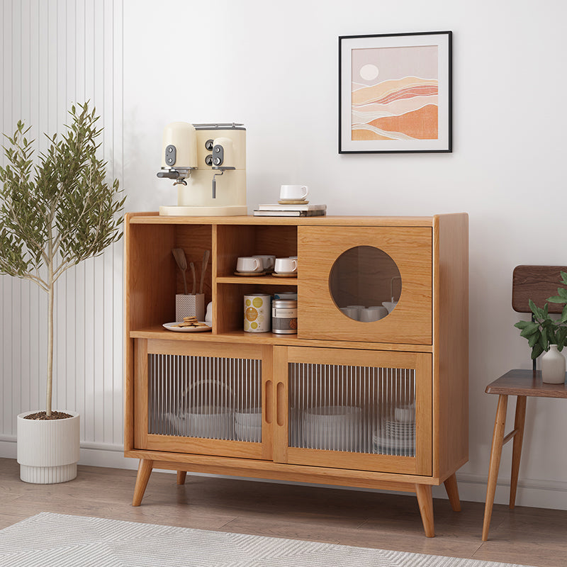 Server a buffet in legno massiccio di pino 45,5 "l moderni porte scorrevoli della sala da pranzo