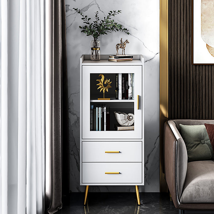 Modern Cabinet Engineered Wood Buffet Stand Living Room 2 Drawer Sideboard 20"L x 14"W x 45"H White Clearhalo 'buffet_sideboard' 'Buffets & Sideboards' 'furn' 'furn_buffet_sideboard' 'Furniture' 'Kitchen & Dining Furniture' 5681118