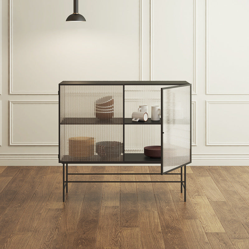 2 glazen deuren keuken server metalen 36-inch hoogte eetserver voor eetkamer