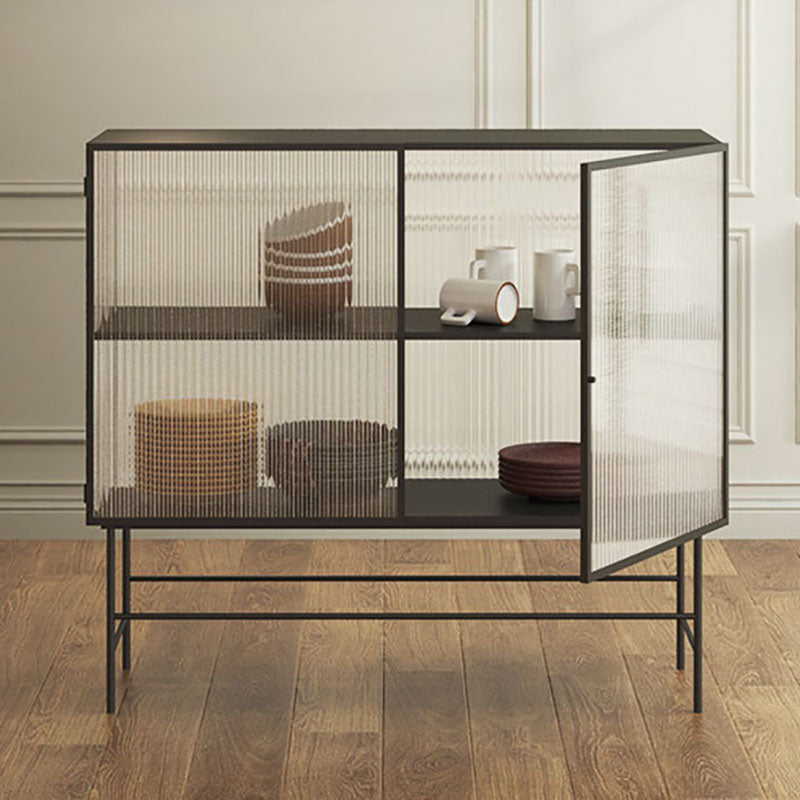 2 glazen deuren keuken server metalen 36-inch hoogte eetserver voor eetkamer