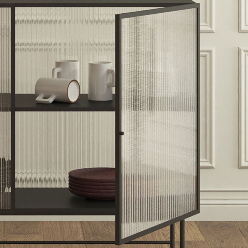 2 glazen deuren keuken server metalen 36-inch hoogte eetserver voor eetkamer