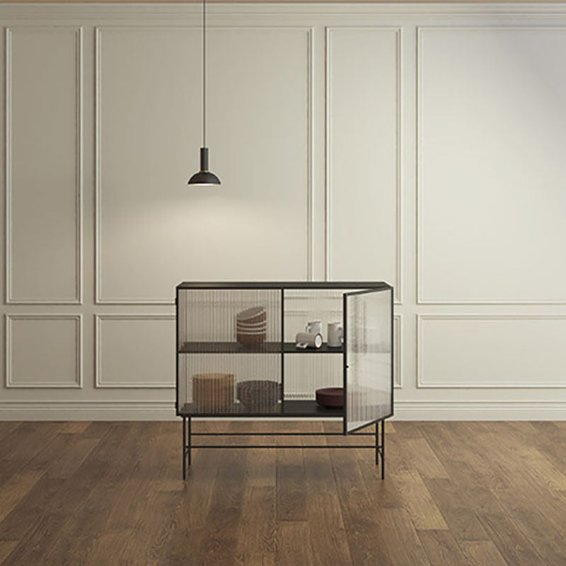 2 glazen deuren keuken server metalen 36-inch hoogte eetserver voor eetkamer