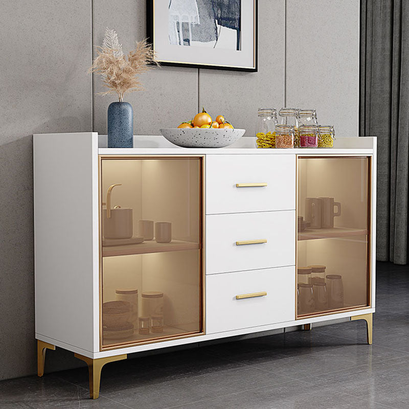 Moderner technischer Holz -Sideboard 35,4 "H Buffet Server mit Glastüren