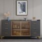 Moderner technischer Holz -Sideboard 35,4 "H Buffet Server mit Glastüren