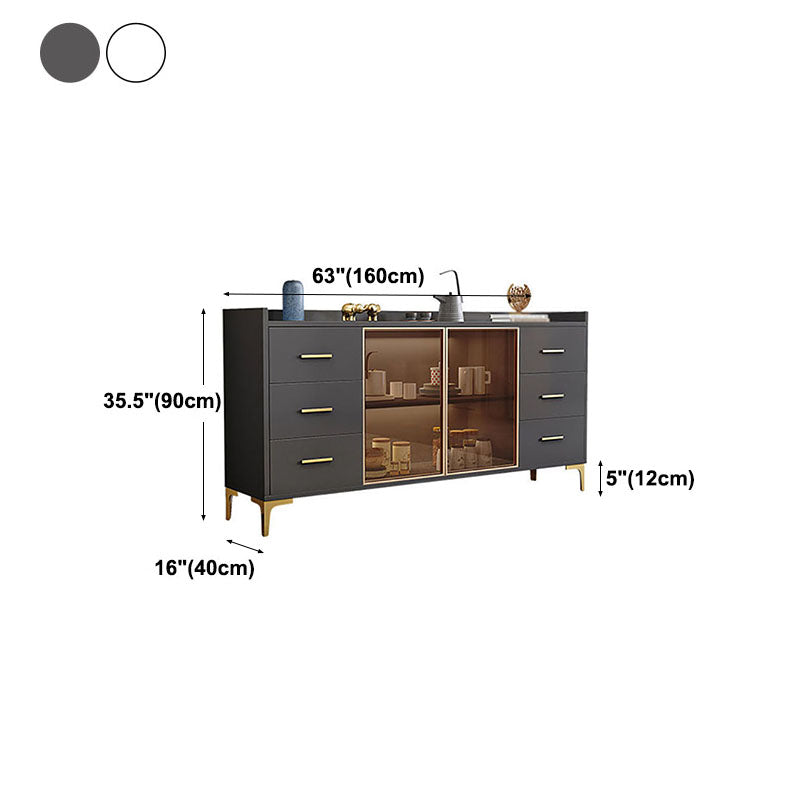 Moderner technischer Holz -Sideboard 35,4 "H Buffet Server mit Glastüren