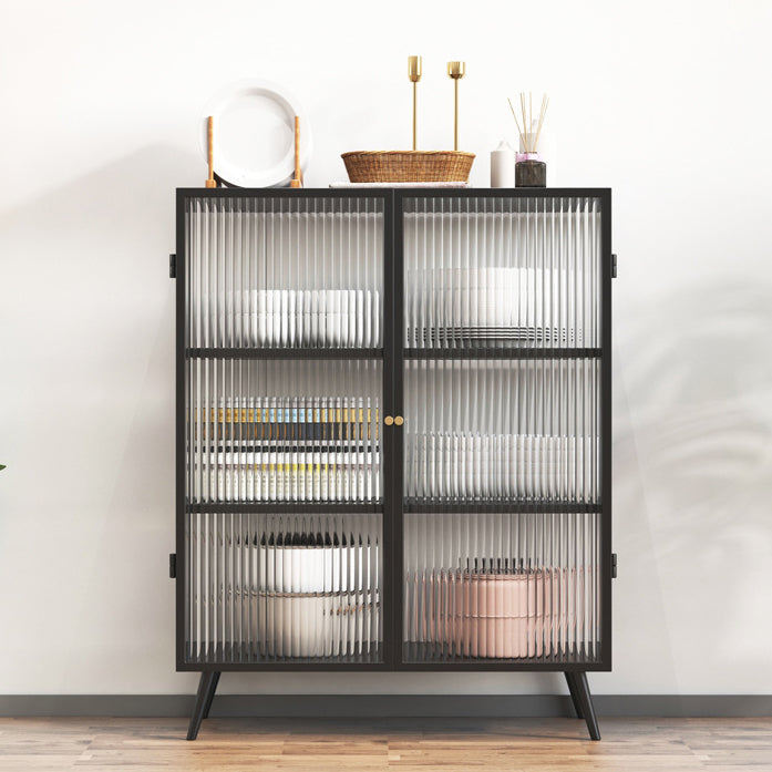 Server moderno in telaio in metallo vetro a due porte server da pranzo per soggiorno