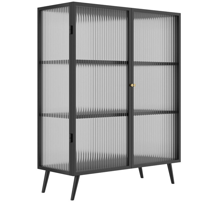 Server moderno in telaio in metallo vetro a due porte server da pranzo per soggiorno