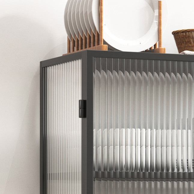 Server moderno in telaio in metallo vetro a due porte server da pranzo per soggiorno