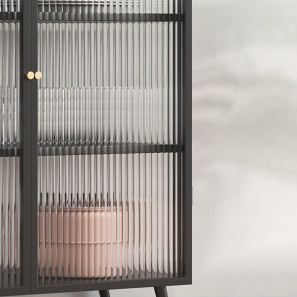 Server moderno in telaio in metallo vetro a due porte server da pranzo per soggiorno