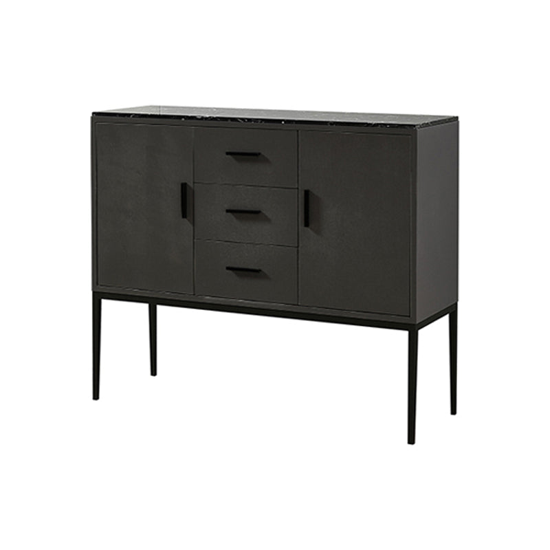 Glam Sideboard Table with Stone Top Buffet Sideboard Cabinets and Storage Dark Gray Wood Clearhalo 'buffet_sideboard' 'Buffets & Sideboards' 'furn' 'furn_buffet_sideboard' 'Furniture' 'Kitchen & Dining Furniture' 5681338