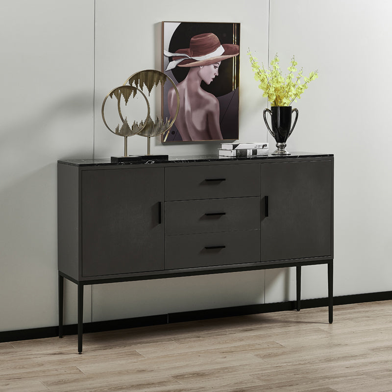 Glam Sideboard Table with Stone Top Buffet Sideboard Cabinets and Storage Clearhalo 'buffet_sideboard' 'Buffets & Sideboards' 'furn' 'furn_buffet_sideboard' 'Furniture' 'Kitchen & Dining Furniture' 5681342