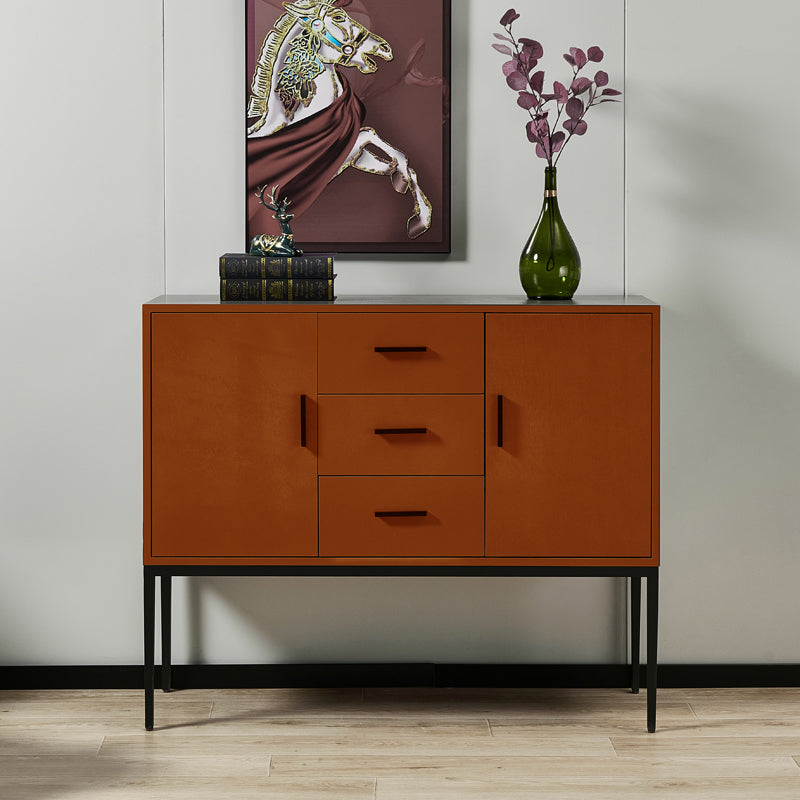 Glam Sideboard Table with Stone Top Buffet Sideboard Cabinets and Storage Orange Wood Clearhalo 'buffet_sideboard' 'Buffets & Sideboards' 'furn' 'furn_buffet_sideboard' 'Furniture' 'Kitchen & Dining Furniture' 5681343