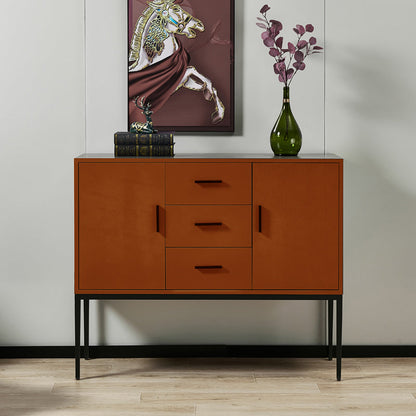 Glam Sideboard Table with Stone Top Buffet Sideboard Cabinets and Storage Orange Wood Clearhalo 'buffet_sideboard' 'Buffets & Sideboards' 'furn' 'furn_buffet_sideboard' 'Furniture' 'Kitchen & Dining Furniture' 5681343