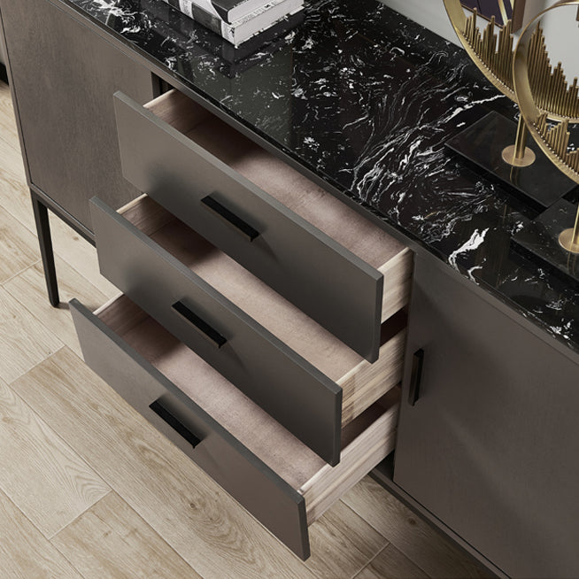 Glam Sideboard Table with Stone Top Buffet Sideboard Cabinets and Storage Clearhalo 'buffet_sideboard' 'Buffets & Sideboards' 'furn' 'furn_buffet_sideboard' 'Furniture' 'Kitchen & Dining Furniture' 5681349