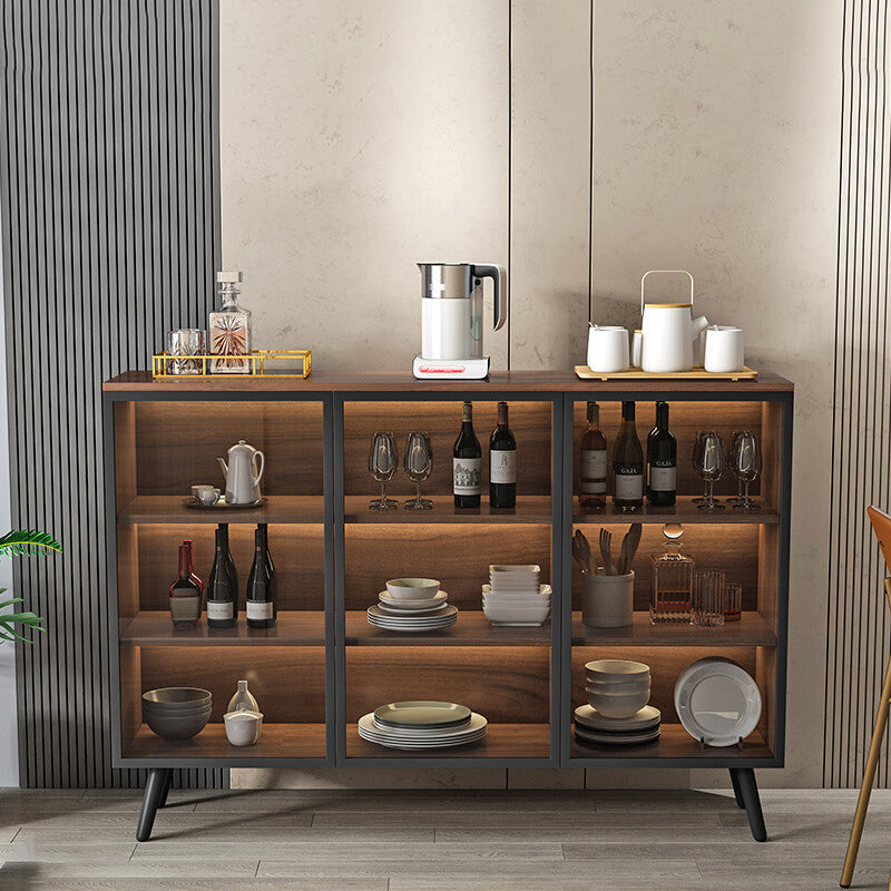 Modern Engineered Wood Sideboard 37.4"H Buffet Server with Glass Doors Clearhalo 'buffet_sideboard' 'Buffets & Sideboards' 'furn' 'furn_buffet_sideboard' 'Furniture' 'Kitchen & Dining Furniture' 5681356