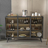 Modern Engineered Wood Sideboard 37.4"H Buffet Server with Glass Doors Clearhalo 'buffet_sideboard' 'Buffets & Sideboards' 'furn' 'furn_buffet_sideboard' 'Furniture' 'Kitchen & Dining Furniture' 5681359