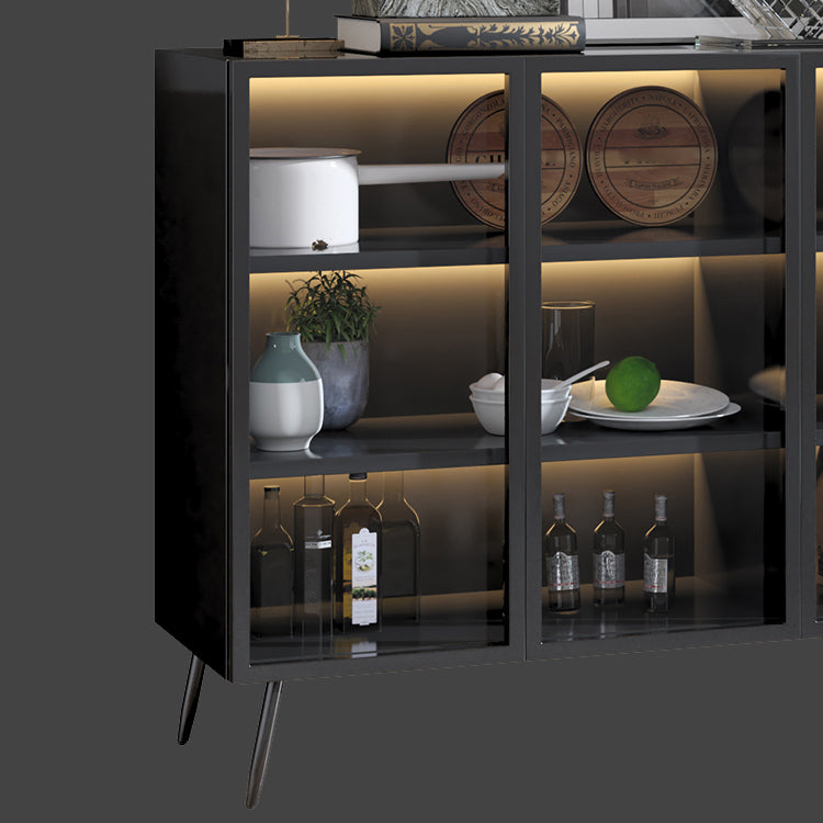 Modern Engineered Wood Sideboard 37.4"H Buffet Server with Glass Doors Clearhalo 'buffet_sideboard' 'Buffets & Sideboards' 'furn' 'furn_buffet_sideboard' 'Furniture' 'Kitchen & Dining Furniture' 5681361