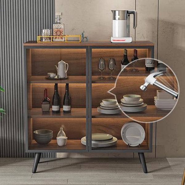 Modern Engineered Wood Sideboard 37.4"H Buffet Server with Glass Doors Clearhalo 'buffet_sideboard' 'Buffets & Sideboards' 'furn' 'furn_buffet_sideboard' 'Furniture' 'Kitchen & Dining Furniture' 5681363