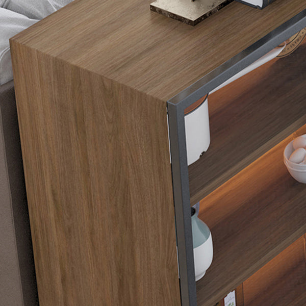 Modern Engineered Wood Sideboard 37.4"H Buffet Server with Glass Doors Clearhalo 'buffet_sideboard' 'Buffets & Sideboards' 'furn' 'furn_buffet_sideboard' 'Furniture' 'Kitchen & Dining Furniture' 5681367