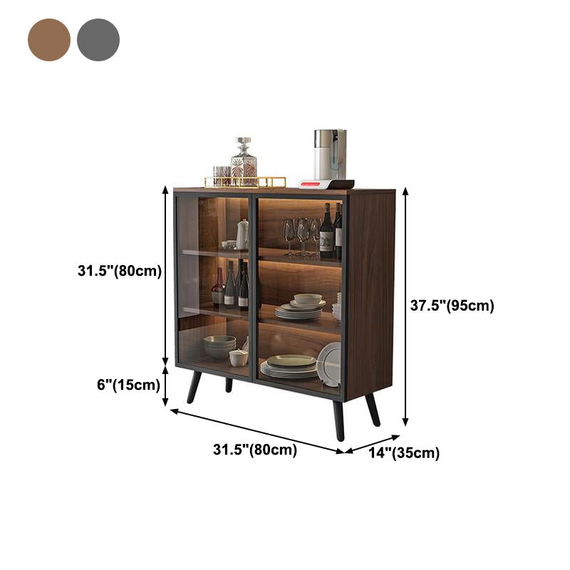 Modern Engineered Wood Sideboard 37.4"H Buffet Server with Glass Doors Clearhalo 'buffet_sideboard' 'Buffets & Sideboards' 'furn' 'furn_buffet_sideboard' 'Furniture' 'Kitchen & Dining Furniture' 5681368