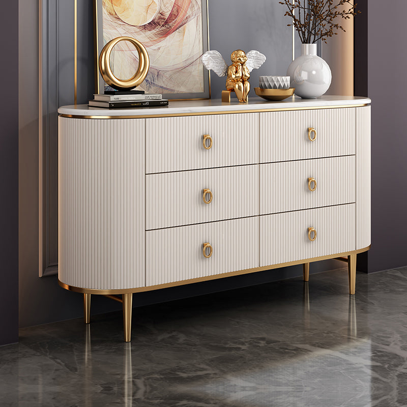 6-Drawer Engineered Wood Sideboard Modern Buffet Table with Stone for Dining Room Clearhalo 'buffet_sideboard' 'Buffets & Sideboards' 'furn' 'furn_buffet_sideboard' 'Furniture' 'Kitchen & Dining Furniture' 5681374
