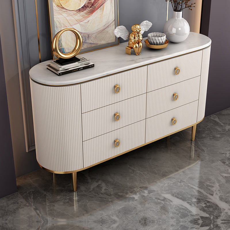 6-Drawer Engineered Wood Sideboard Modern Buffet Table with Stone for Dining Room Clearhalo 'buffet_sideboard' 'Buffets & Sideboards' 'furn' 'furn_buffet_sideboard' 'Furniture' 'Kitchen & Dining Furniture' 5681375