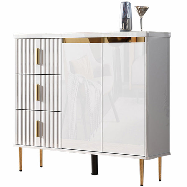 Glam Style Stone Sideboard Buffet Dining Room 34"H 3-Drawers Buffet Server in White 39"L x 10"W x 34"H Clearhalo 'buffet_sideboard' 'Buffets & Sideboards' 'furn' 'furn_buffet_sideboard' 'Furniture' 'Kitchen & Dining Furniture' 5681386