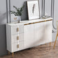 Glam Style Stone Sideboard Buffet Dining Room 34"H 3-Drawers Buffet Server in White Clearhalo 'buffet_sideboard' 'Buffets & Sideboards' 'furn' 'furn_buffet_sideboard' 'Furniture' 'Kitchen & Dining Furniture' 5681388