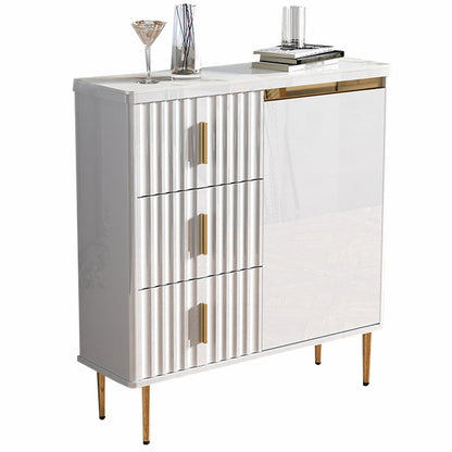 Glam Style Stone Sideboard Buffet Dining Room 34"H 3-Drawers Buffet Server in White 31"L x 10"W x 34"H Clearhalo 'buffet_sideboard' 'Buffets & Sideboards' 'furn' 'furn_buffet_sideboard' 'Furniture' 'Kitchen & Dining Furniture' 5681389