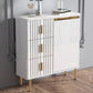 Glam Style Stone Sideboard Buffet Dining Room 34"H 3-Drawers Buffet Server in White Clearhalo 'buffet_sideboard' 'Buffets & Sideboards' 'furn' 'furn_buffet_sideboard' 'Furniture' 'Kitchen & Dining Furniture' 5681391
