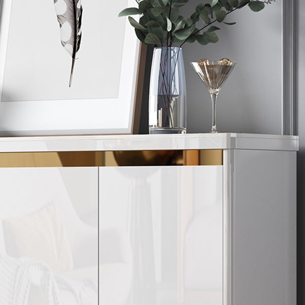 Glam Style Stone Sideboard Buffet Dining Room 34"H 3-Drawers Buffet Server in White Clearhalo 'buffet_sideboard' 'Buffets & Sideboards' 'furn' 'furn_buffet_sideboard' 'Furniture' 'Kitchen & Dining Furniture' 5681394