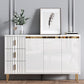Glam Style Stone Sideboard Buffet Dining Room 34"H 3-Drawers Buffet Server in White Clearhalo 'buffet_sideboard' 'Buffets & Sideboards' 'furn' 'furn_buffet_sideboard' 'Furniture' 'Kitchen & Dining Furniture' 5681399