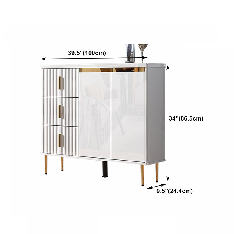 Glam Style Stone Sideboard Buffet Dining Room 34"H 3-Drawers Buffet Server in White Clearhalo 'buffet_sideboard' 'Buffets & Sideboards' 'furn' 'furn_buffet_sideboard' 'Furniture' 'Kitchen & Dining Furniture' 5681404