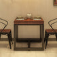 Solid Wood Dining Table Industrial Square Table with Black Frame