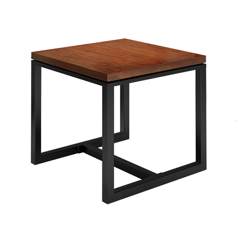 Solid Wood Dining Table Industrial Square Table with Black Frame