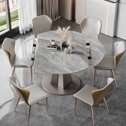 Luxury Sintered Stone Top Table Extendable Round Table with Pedestal Base