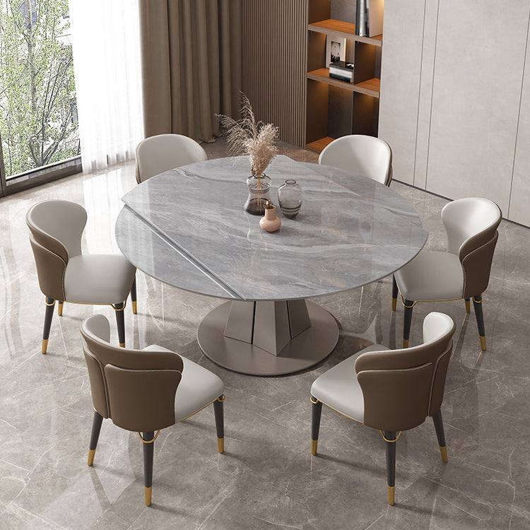 Luxury Sintered Stone Top Table Extendable Round Table with Pedestal Base