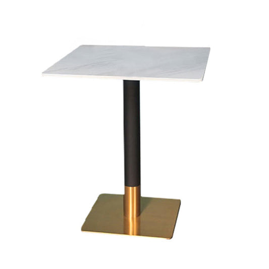 Sintered Stone Top Dining Table Industrial Kitchen Table with Metal Base in Black Square Without Chairs