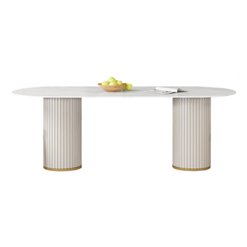 Metal Contemporary Oval Dining Table Sintered Stone Top Table for Home Without Chairs Clearhalo 'Dining Tables & Seating' 'Dining Tables' 'dining_table' 'furn' 'furn_dining_table' 'Furniture' 'Kitchen & Dining Furniture' 5681504