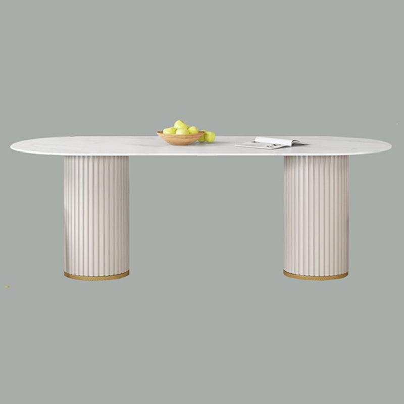 Metal Contemporary Oval Dining Table Sintered Stone Top Table for Home Clearhalo 'Dining Tables & Seating' 'Dining Tables' 'dining_table' 'furn' 'furn_dining_table' 'Furniture' 'Kitchen & Dining Furniture' 5681507