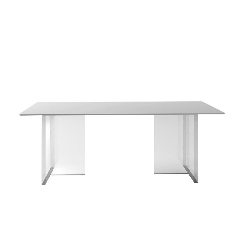 Table à manger à double piédestal en pierre moderne table rectangle blanc pour cuisine